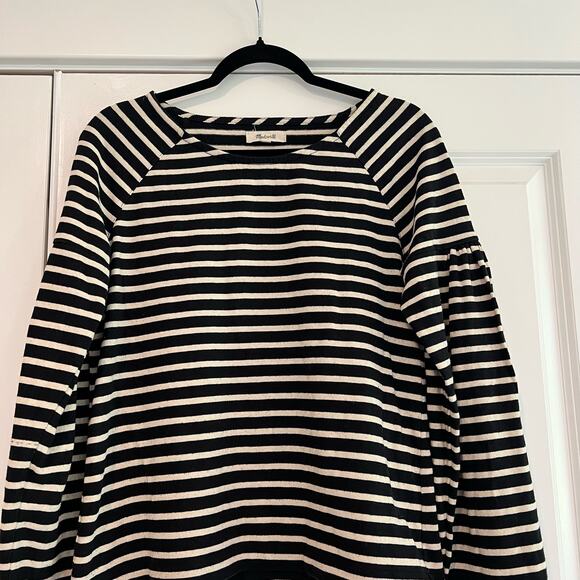 Madewell Women's Crewneck Bell Sleeve‎ Black White Stripes Size XS - Picture 3 of 7
